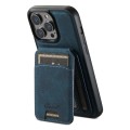 For iPhone 14 Suteni H17 Litchi Texture Leather MagSafe Detachable Wallet Phone Case(Blue)