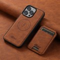 For iPhone 14 Pro Max Suteni H17 Litchi Texture Leather MagSafe Detachable Wallet Phone Case(Khaki)