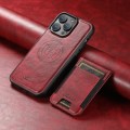 For iPhone 15 Pro Max Suteni H17 Oil Eax Leather MagSafe Detachable Wallet Phone Case(Red)