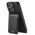 For iPhone 15 Suteni H17 Oil Eax Leather MagSafe Detachable Wallet Phone Case(Black)