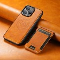 For iPhone 14 Suteni H17 Oil Eax Leather MagSafe Detachable Wallet Phone Case(Khaki)