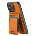 For iPhone 14 Suteni H17 Oil Eax Leather MagSafe Detachable Wallet Phone Case(Khaki)
