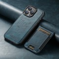 For iPhone 14 Suteni H17 Oil Eax Leather MagSafe Detachable Wallet Phone Case(Blue)