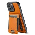 For iPhone 14 Pro Max Suteni H17 Oil Eax Leather MagSafe Detachable Wallet Phone Case(Khaki)