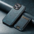 For iPhone 13 Pro Max Suteni H17 Oil Eax Leather MagSafe Detachable Wallet Phone Case(Blue)