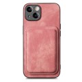 For iPhone X / XS Retro Leather Card Bag Magnetic Phone Case(Pink)