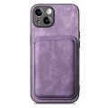 For iPhone X / XS Retro Leather Card Bag Magnetic Phone Case(Purple)