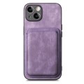 For iPhone 11 Pro Retro Leather Card Bag Magnetic Phone Case(Purple)