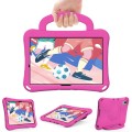 For Samsung Galaxy Tab A9+ 10.95 2023 Handle Football Shaped EVA Shockproof Tablet Case(Rose Red)