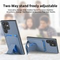 For Samsung Galaxy S22 Ultra 5G Carbon Fiber Card Bag Fold Stand Phone Case(Blue)