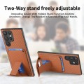 For Samsung Galaxy S21 FE 5G Carbon Fiber Card Bag Fold Stand Phone Case(Brown)