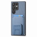 For Samsung Galaxy S20 FE Carbon Fiber Card Bag Fold Stand Phone Case(Blue)