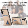 For Samsung Galaxy A12 5G Carbon Fiber Card Bag Fold Stand Phone Case(Khaki)