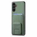 For Samsung Galaxy A52 Carbon Fiber Card Bag Fold Stand Phone Case(Green)