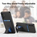 For Samsung Galaxy A22 5G Carbon Fiber Card Bag Fold Stand Phone Case(Black)