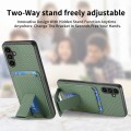 For Samsung Galaxy A50/A50s/A30s Carbon Fiber Card Bag Fold Stand Phone Case(Green)