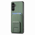 For Samsung Galaxy  A51 5G Carbon Fiber Card Bag Fold Stand Phone Case(Green)