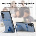 For Samsung Galaxy A14 4G/5G Carbon Fiber Card Bag Fold Stand Phone Case(Blue)