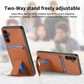 For Samsung Galaxy A41 Carbon Fiber Card Bag Fold Stand Phone Case(Brown)