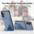 For Samsung Galaxy Note20 Carbon Fiber Card Bag Fold Stand Phone Case(Blue)