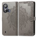 For ZTE Blade L220 Mandala Flower Embossed Leather Phone Case(Grey)