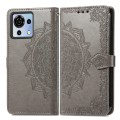 For ZTE Blade V50 Vita Mandala Flower Embossed Leather Phone Case(Grey)