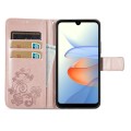 For ZTE Blade L220 Four-leaf Clasp Embossed Leather Phone Case(Rose Gold)