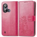 For ZTE Blade L220 Four-leaf Clasp Embossed Leather Phone Case(Red)