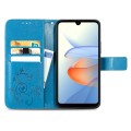 For ZTE Blade L220 Four-leaf Clasp Embossed Leather Phone Case(Blue)