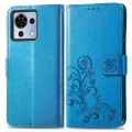 For ZTE Blade V50 Vita Four-leaf Clasp Embossed Leather Phone Case(Blue)