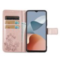 For ZTE Blade A73 4G Four-leaf Clasp Embossed Leather Phone Case(Rose Gold)