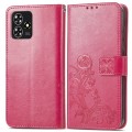 For ZTE Blade A73 4G Four-leaf Clasp Embossed Leather Phone Case(Red)