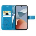 For ZTE Blade A73 4G Four-leaf Clasp Embossed Leather Phone Case(Blue)