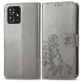 For ZTE Blade A73 4G Four-leaf Clasp Embossed Leather Phone Case(Rrey)