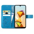 For ZTE Blade A33S Four-leaf Clasp Embossed Leather Phone Case(Blue)