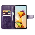 For ZTE Blade A33S Four-leaf Clasp Embossed Leather Phone Case(Purple)