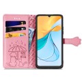For ZTE Blade V50 Vita Cat and Dog Embossed Leather Phone Case(Pink)