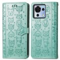 For ZTE Blade V50 Vita Cat and Dog Embossed Leather Phone Case(Green)