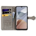 For ZTE Blade A54 Cat and Dog Embossed Leather Phone Case(Grey)