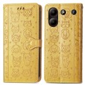 For ZTE Blade A54 Cat and Dog Embossed Leather Phone Case(Yellow)