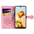 For ZTE Blade A33S Cat and Dog Embossed Leather Phone Case(Pink)