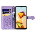For ZTE Blade A33S Cat and Dog Embossed Leather Phone Case(Purple)