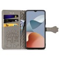 For ZTE Blade A73 4G Cat and Dog Embossed Leather Phone Case(Grey)