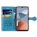 For ZTE Blade A73 4G Cat and Dog Embossed Leather Phone Case(Blue)