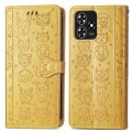 For ZTE Blade A73 4G Cat and Dog Embossed Leather Phone Case(Yellow)