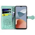 For ZTE Blade A73 4G Cat and Dog Embossed Leather Phone Case(Green)
