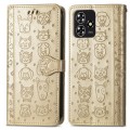 For ZTE Blade A73 4G Cat and Dog Embossed Leather Phone Case(Gold)