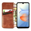For ZTE Blade L220 Cubic Grid Pressed Magnetic Leather Phone Case(Brown)