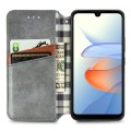 For ZTE Blade L220 Cubic Grid Pressed Magnetic Leather Phone Case(Grey)