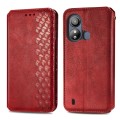 For ZTE Blade L220 Cubic Grid Pressed Magnetic Leather Phone Case(Red)